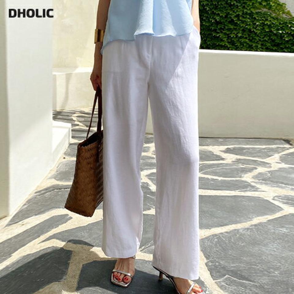 リネン混ボタンワイドスラックス・全4色・b72499 レディース 【pt】パンツ スラックス ロング丈 単色 無地 シンプル ベーシック リネン混 ワイド 体型カバー ゆったり 楽ちん 春 夏 カジュアル 大人っぽ 韓国ファッション ハイホリHIHOLLI