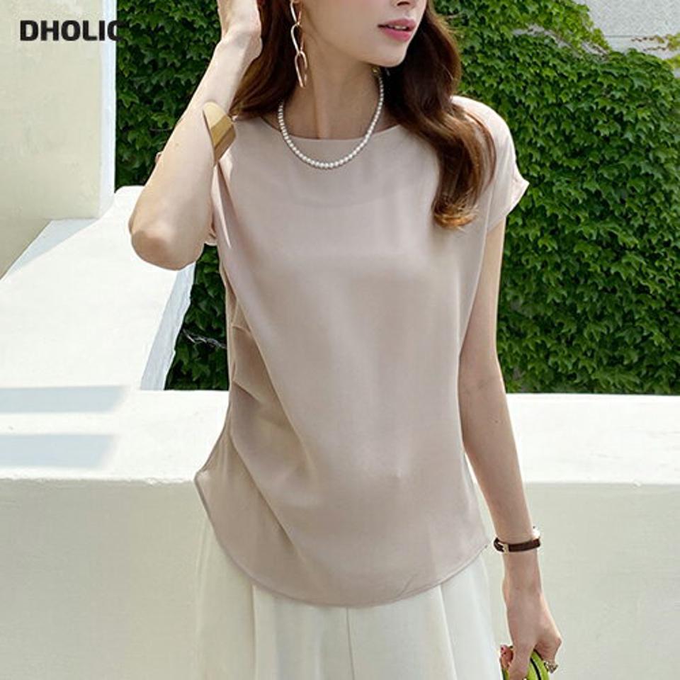 フレンチスリーブギャザーブラウス・全3色・b72479 レディース 【bl】トップス ブラウス 半袖 単色 無地 シンプル ベーシック オフィスカジュアル スリット ギャザー フレンチスリーブ 春 夏 フェミニン 大人っぽ 韓国ファッション ハイホリHIHOLLI