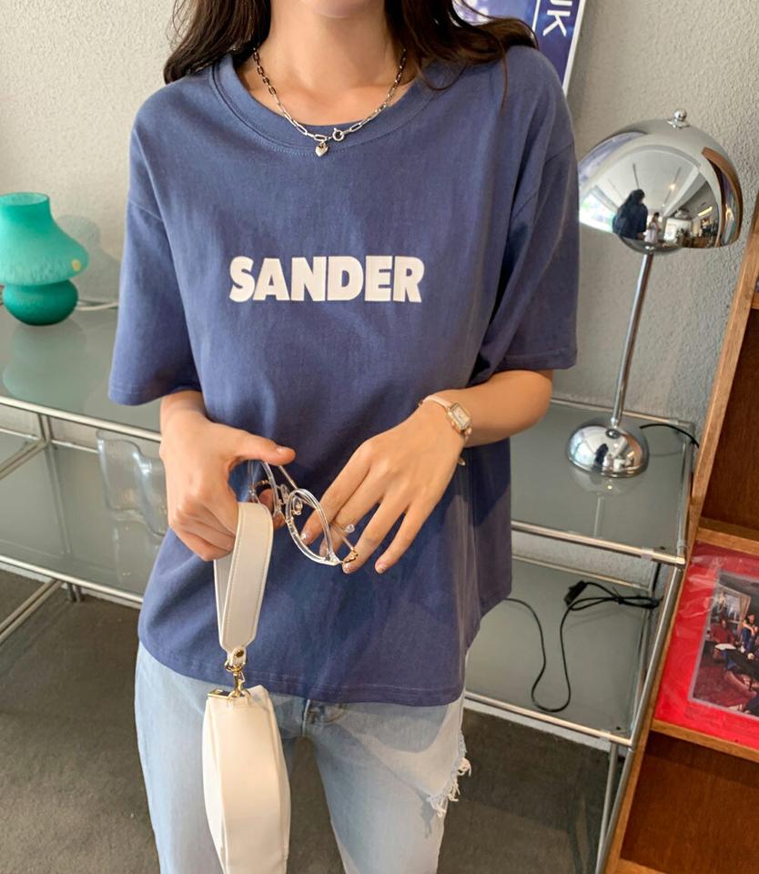 【10%OFF】SANDERピグメント半袖Tシャツ・全5色・t00779 レディース 【tops】トップス Tシャツ 半袖 ラウンドネック ロゴ ロゴT レタリング シンプル カジュアル ラフ ネイビー 青 春 夏 韓国ファッション 半Tセール