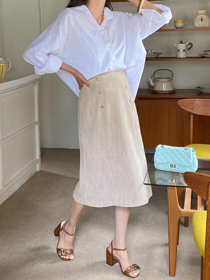 ギャザーワイドカフスシアーシャツ・全5色・t67857 レディース 【bl】トップス シャツ 長袖 シアー シースルー 透け感 ワイド ギャザー 単色 無地 シンプル ラフ ベーシック オーバーサイズ ゆったり アンバランス 春 秋 韓国ファッション