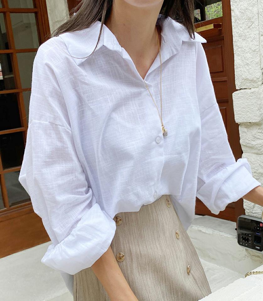 ギャザーワイドカフスシアーシャツ・全5色・t67857 レディース 【bl】トップス シャツ 長袖 シアー シースルー 透け感 ワイド ギャザー 単色 無地 シンプル ラフ ベーシック オーバーサイズ ゆったり アンバランス 春 秋 韓国ファッション