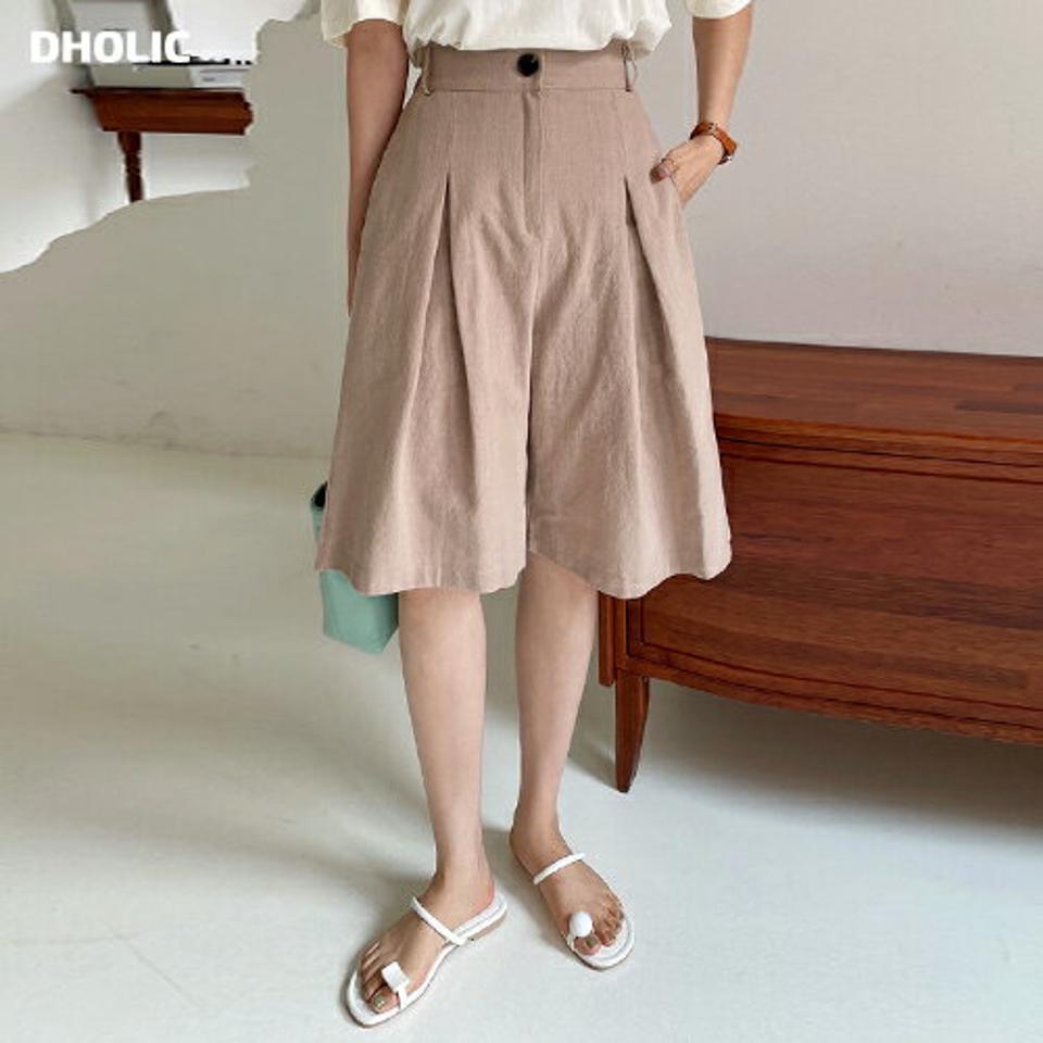 バミューダパンツ・全3色・t67264 レディース 【pt】パンツ ズボン 半ズボン ハーフパンツ バミューダパンツ 単色 無地 シンプル ベーシック 大人 カジュアル ワイドパンツ ハイウエスト タック ベルトループ 春 夏 秋 韓国ファッション