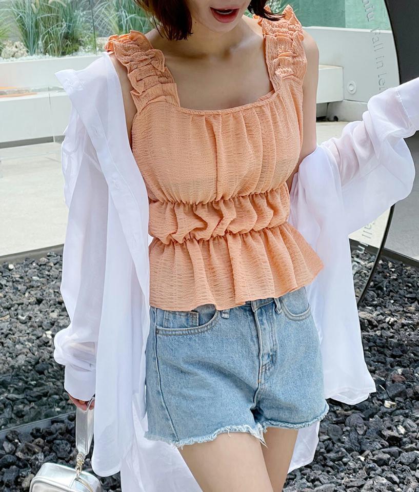 ルーズシアーシャツ・全3色・t67270 レディース 【bl】トップス シャツ 長袖 シアー 透け感 シースルー ルーズ ゆったり 単色 無地 シンプル ベーシック カジュアル ラフ 大人 スリット カラーアイテム アンバランス 春 秋 韓国ファッション