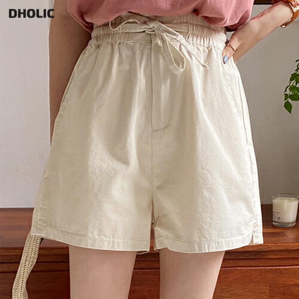 コットンストリングショートパンツ・全5色・b67275 レディース 【pt】パンツ ズボン 短パン ショートパンツ 単色 無地 シンプル ストリング カジュアル ベーシック ラフ 綿 ウエストゴム シャーリング ハイウエスト ワイド 春 夏 韓国ファッション