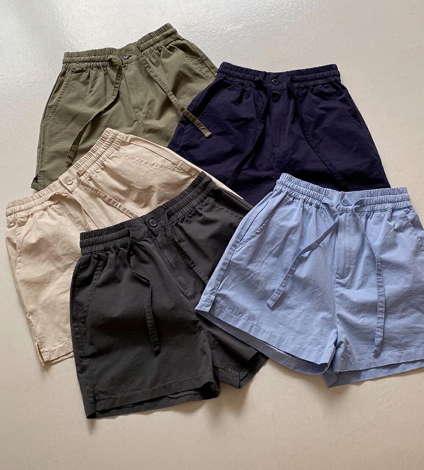 コットンストリングショートパンツ・全5色・b67275 レディース 【pt】パンツ ズボン 短パン ショートパンツ 単色 無地 シンプル ストリング カジュアル ベーシック ラフ 綿 ウエストゴム シャーリング ハイウエスト ワイド 春 夏 韓国ファッション