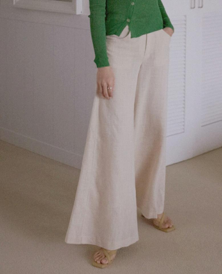 リネン混フレアパンツ・全3色・t00368 レディース 【pt】パンツ ロング丈 フレア 単色 無地 シンプル ベーシック 体型カバー リネン混 ダーツ コットン 綿 春 夏 フェミニン かわいい 可愛い 大人っぽ 韓国ファッション ハイホリHIHOLLI