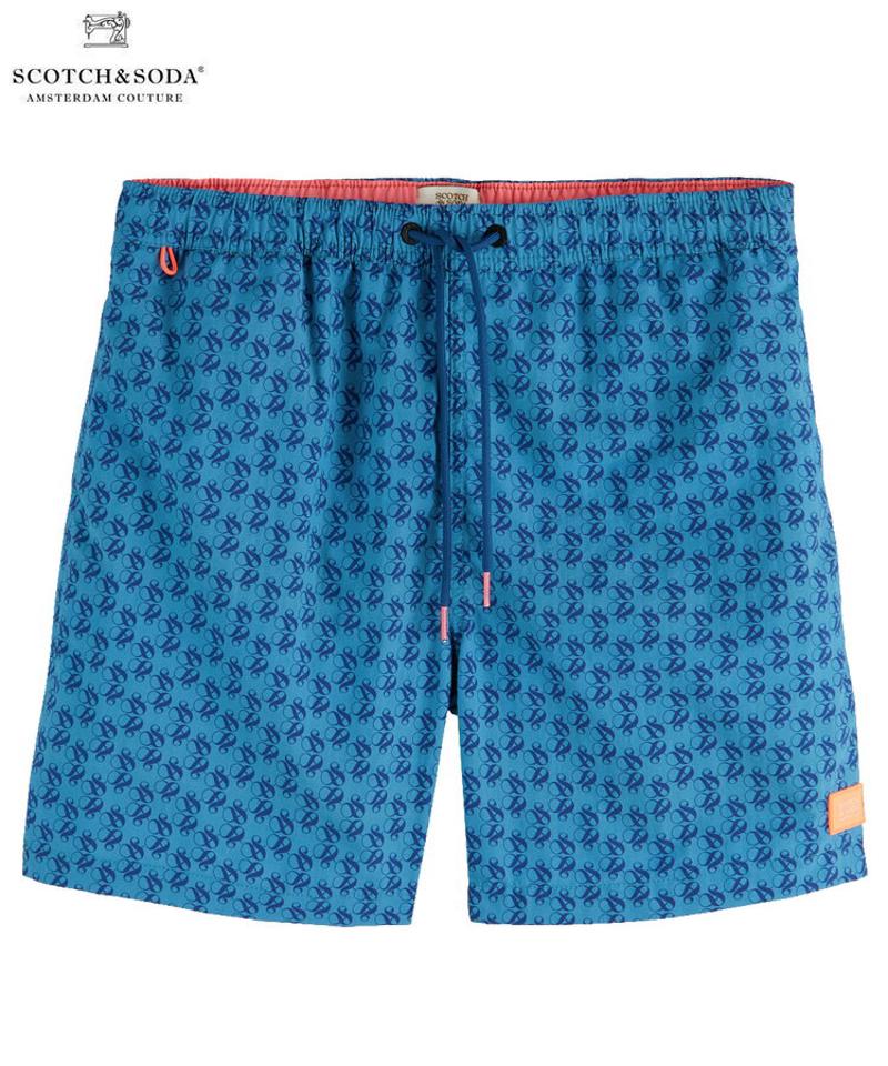 SCOTCH&SODA スコッチ&ソーダ ショーツ ショートパンツ 水着 Mid-length printed swim shorts ブルー 292-58603 メンズ ボトムス カジュアル ハーフパンツ 送料無料