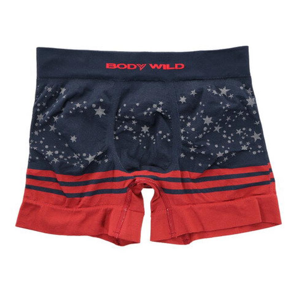 ボディワイルド（BODY WILD） ボクサーパンツ 前閉じ 立体成型 スター柄 BWS957J NVY （メンズ）