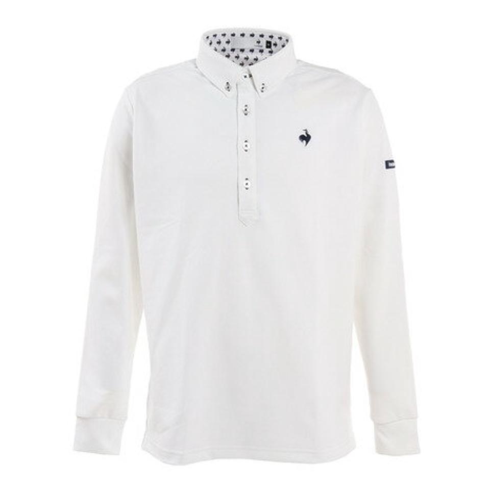 ルコック スポルティフ(Lecoq Sportif) ゴルフウェア ボタンダウンストレッチ長袖ポロシャツ QGMTJB01 WH00 (メンズ)