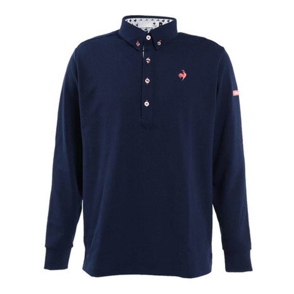 ルコック スポルティフ(Lecoq Sportif) ゴルフウェア ボタンダウンストレッチ長袖ポロシャツ QGMTJB01 NV00 (メンズ)