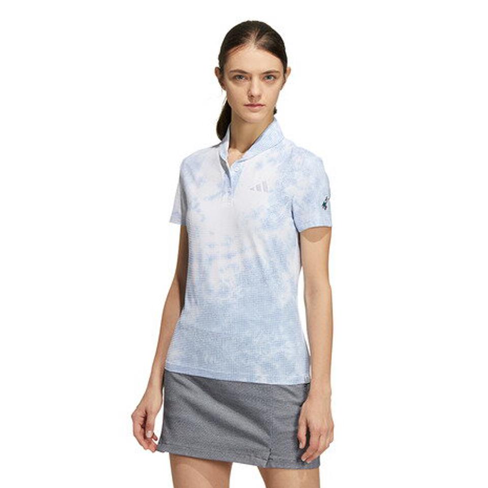 アディダス(adidas) ゴルフウェア ECO素材 PLAY GREEN スプレーダイ 半袖ショールカラーシャツ SE072-HA0184W/SKY (レディース)