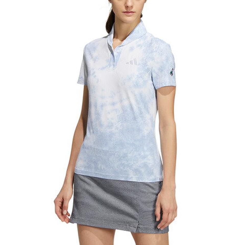 アディダス(adidas) ゴルフウェア ECO素材 PLAY GREEN スプレーダイ 半袖ショールカラーシャツ SE072-HA0184W/SKY (レディース)