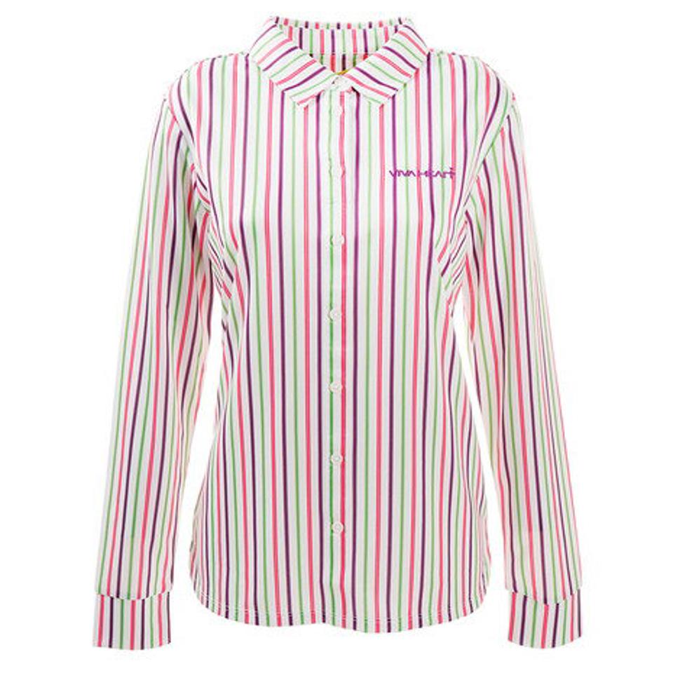 ビバハート(VIVA HEART) ゴルフウェア ポロシャツ レディース マルチストライプシャツ 012-22211-083 (レディース)