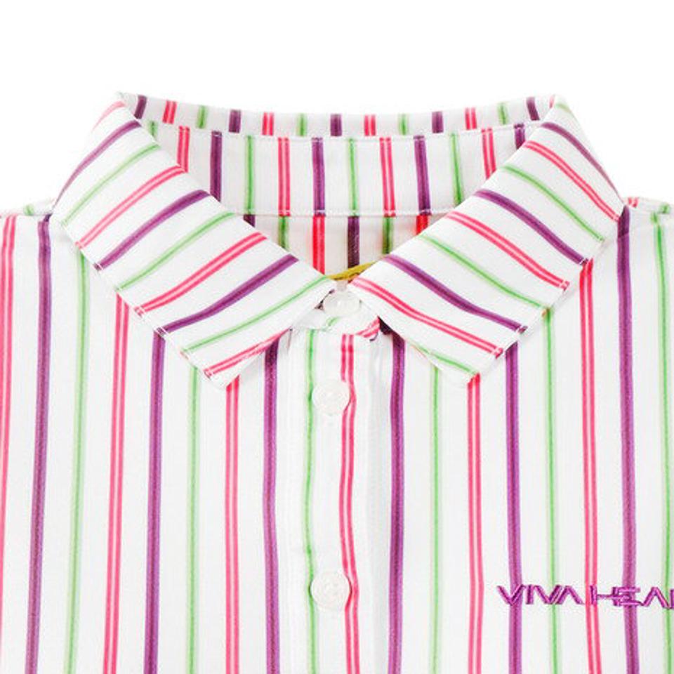 ビバハート(VIVA HEART) ゴルフウェア ポロシャツ レディース マルチストライプシャツ 012-22211-083 (レディース)