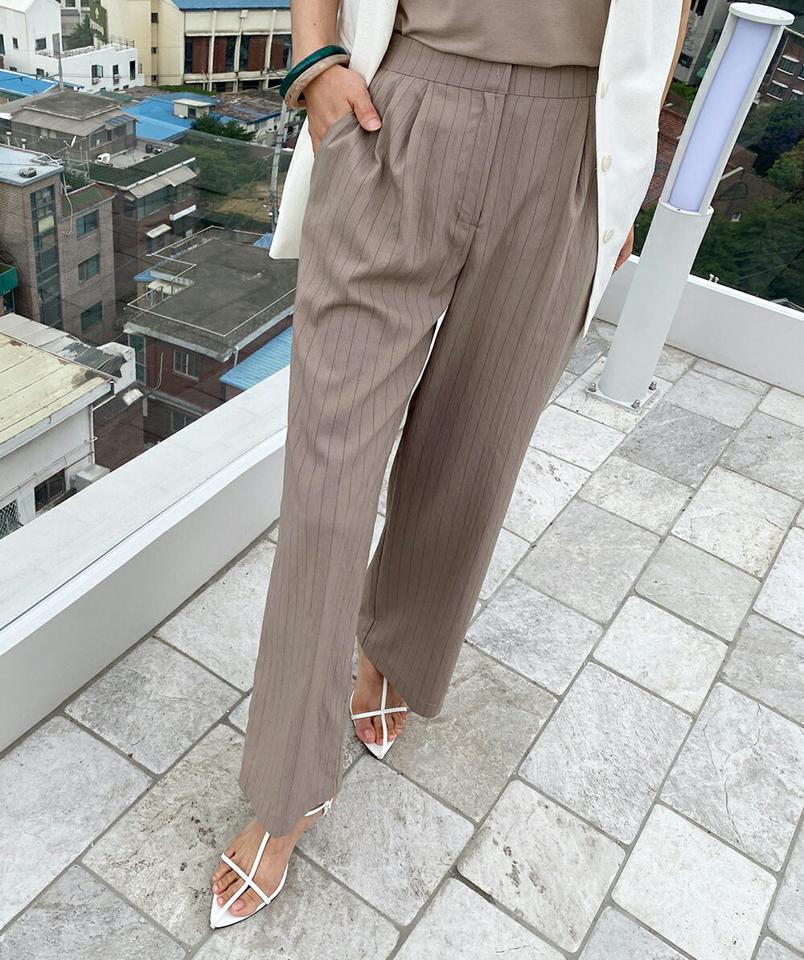 リネン混ピンストライプワイドスラックス・全3色・t72281 レディース 【pt】スラックス パンツ ロング丈 柄 模様 ピンストライプ ワイド リネン混 オフィスカジュアル 体型カバー ハイウエスト 春 夏 大人っぽ 韓国ファッション ハイホリHIHOLLI