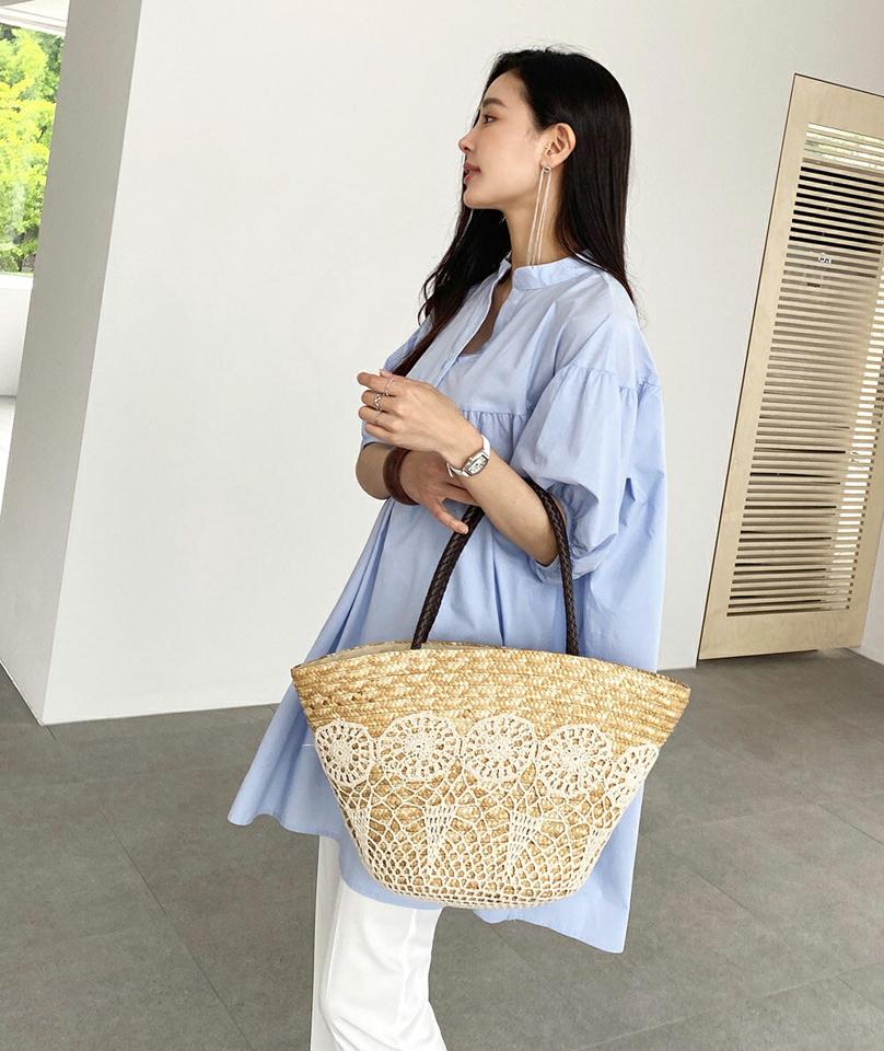 【10%OFF】ハーフボタンギャザーロングブラウス・全4色・t72265 レディース 【bl】ブラウス トップス 半袖 綿 コットン 単色 無地 ボタン パフ お腹カバー 体型カバー 二の腕カバー ゆったり ロング丈 春 夏 パステル 水色 韓国ファッション ハイホリHIHOLLI セール SALE