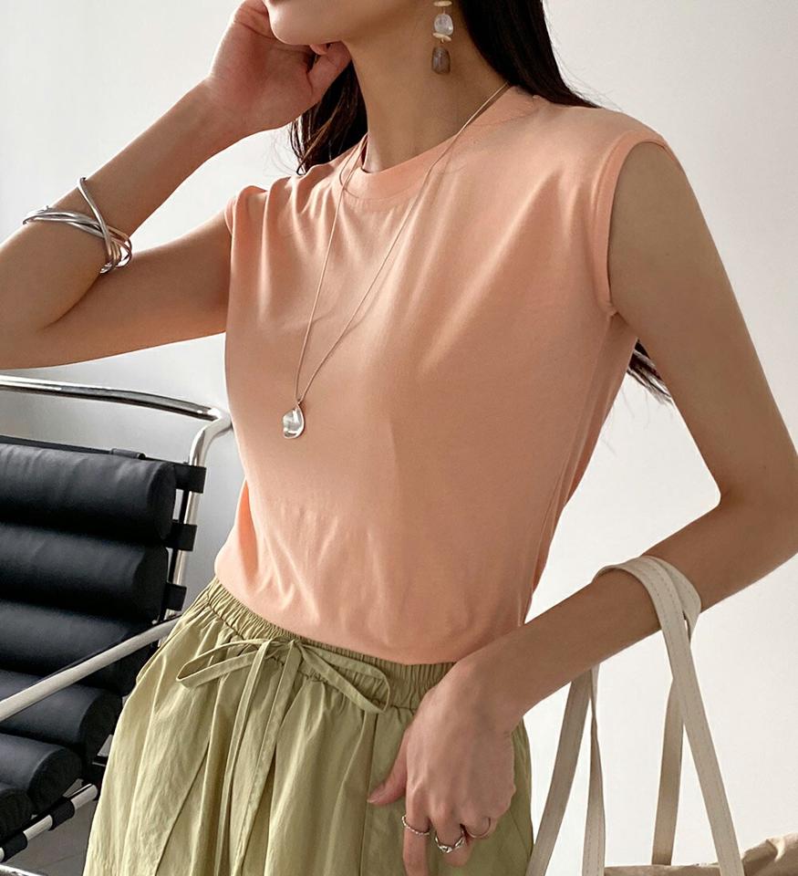 バックスリットフレンチスリーブTシャツ・全6色・b72255 レディース 【tops】トップス Tシャツ ノースリーブ フレンチスリーブ パステル 単色 無地 スリーブレス スリーブレス シンプル ベーシック 春 夏 カジュアル 韓国ファッション ハイホリHIHOLLI