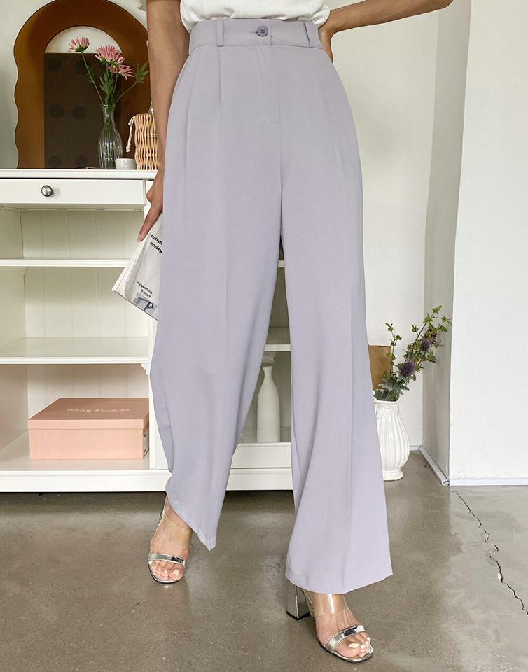 【10%OFF】ツータックスラックス・全5色・t01216 レディース 【pt】パンツ ズボン ロングパンツ 長ズボン スラックス タック 単色 無地 シンプル ベーシック 大人 オフィスカジュアル ベルトループ ハイウエスト ストレート ピンク 春 夏 韓国ファッション セール SALE