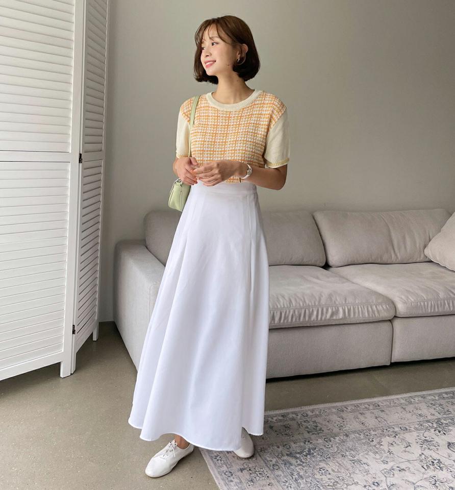 【10%OFF】ツイード調半袖ニット・全6色・t01203 レディース 【tops】トップス ニット 半袖 ツイード チェック柄 大人 かわいい 可愛い ラウンドネック クロップド丈 ピンク アクリルニット 春 夏 韓国ファッション セール SALE