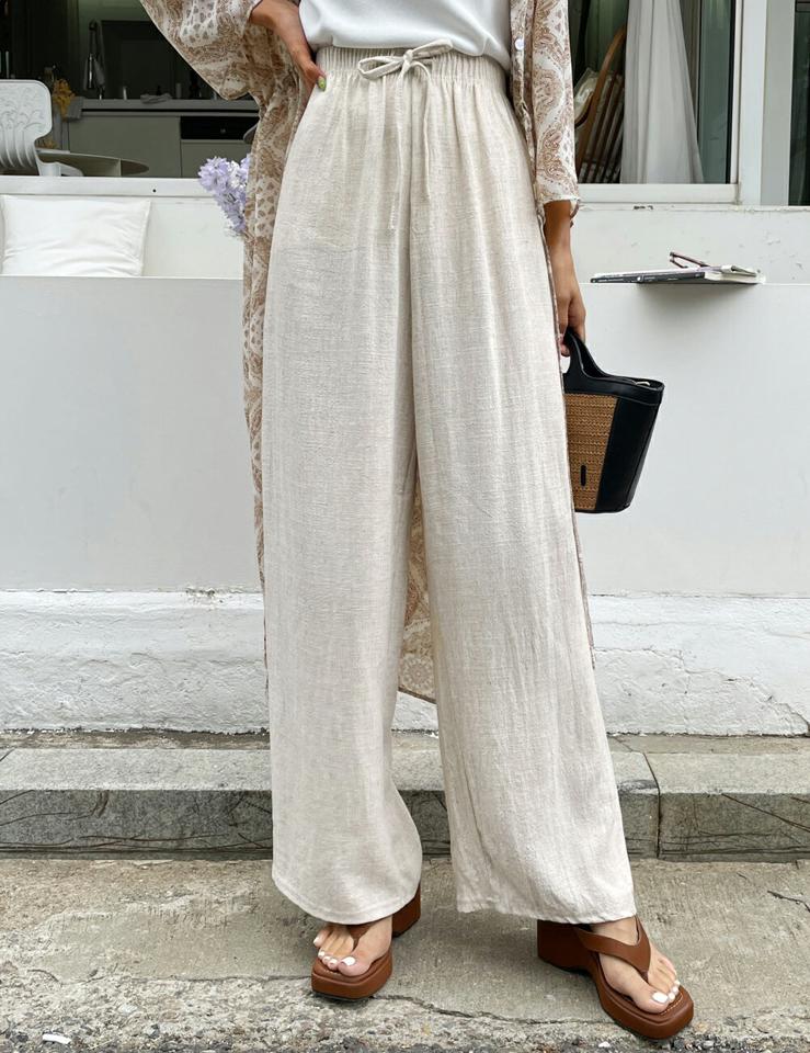 【スーパーセール特価】リネン混ワイドパンツ・全4色・t01223 レディース 【pt】パンツ ズボン ロングパンツ ワイドパンツ リネン 単色 無地 シンプル ベーシック カジュアル 大人 ウエストゴム ハイウエスト ストレート フルレングス 春 夏 韓国ファッション ボトムス