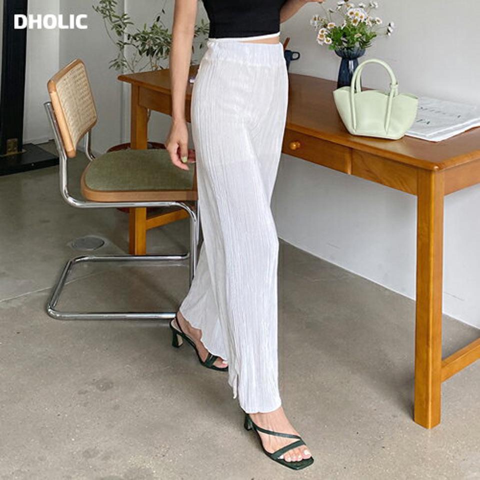 メロウプリーツスリットパンツ・全5色・t01224 レディース 【pt】パンツ ズボン ロングパンツ メロウ プリーツ ウエストゴム シンプル 楽ちん カジュアル ラフ ストレート 光沢 大人 春 夏 韓国ファッション