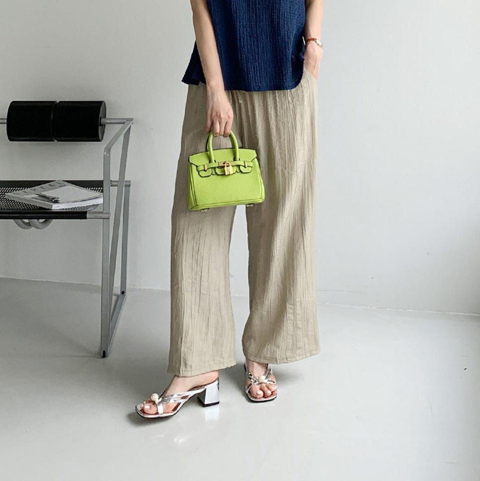 リンクルストリングワイドパンツ・全4色・t72547 レディース 【pt】パンツ ロング丈 カラーパンツ 単色 リンクル シンプル ストリング ウエストゴム ワイド ラフ 楽ちん 体型カバー 春 夏 カジュアル べージュ ベージュ 韓国ファッション ハイホリHIHOLLI