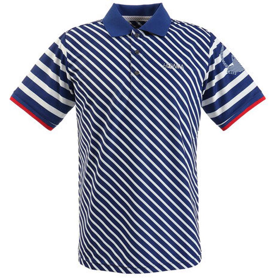 本間ゴルフ(HONMA)(メンズ)ゴルフウエア メンズ ハイゲージ ストライプショートスリーブシャツ 031-733118-BL