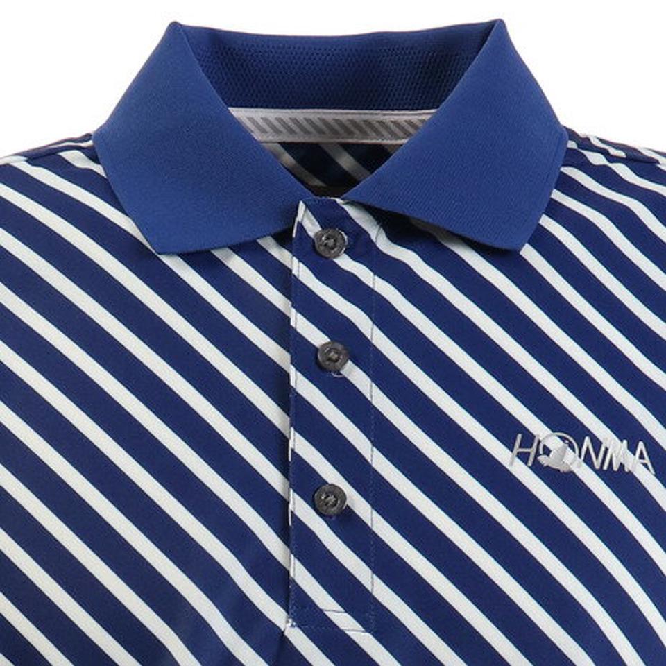 本間ゴルフ(HONMA)(メンズ)ゴルフウエア メンズ ハイゲージ ストライプショートスリーブシャツ 031-733118-BL