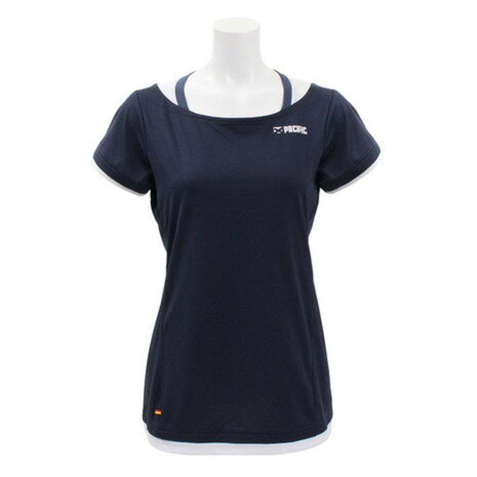 パシフィック(PACIFIC) テニス ドライプラス CAゲームシャツボーダー PT19SW413 NVY (レディース)
