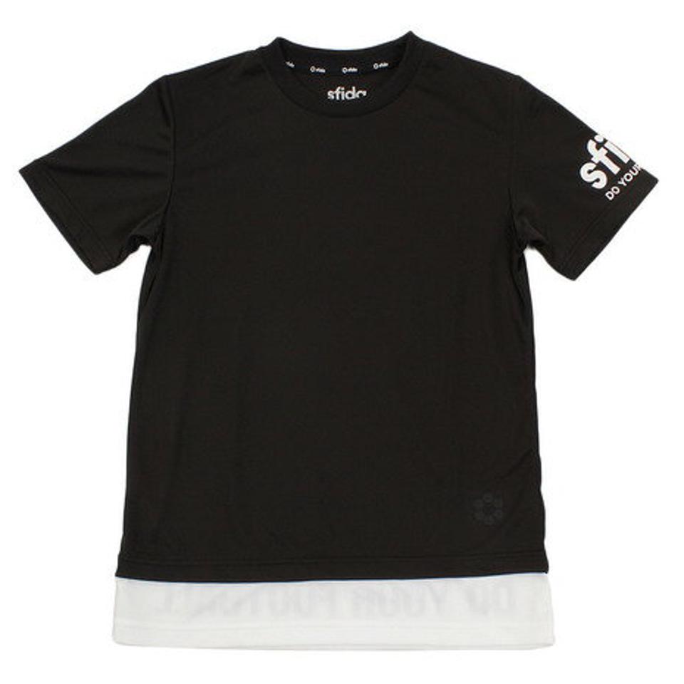 スフィーダ(SFIDA) サッカー ウェア 半袖 ジュニア フェイクレイヤード プラクティスシャツ SA-19S09JR BLK フットサルウェア (キッズ)