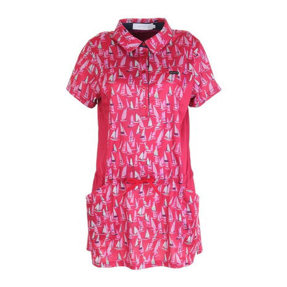 エピキュール(epicure)(レディース)ゴルフウェア 半袖 吸水 速乾 ヨットハーバープリントチュニックシャツ 152-24442-063