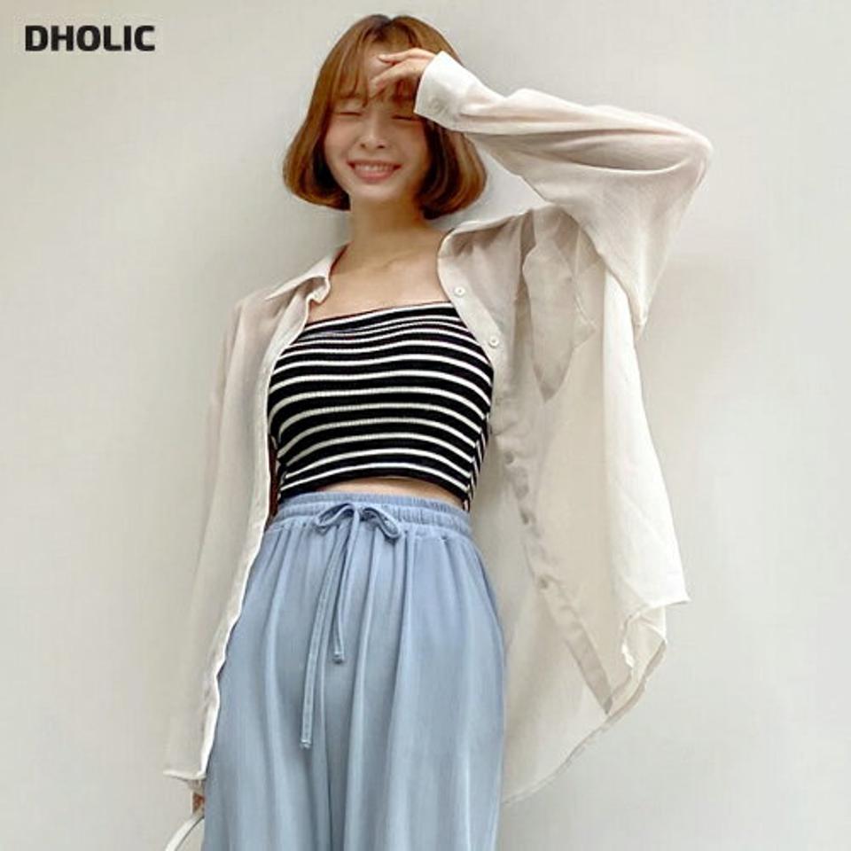 リンクルシアーシャツ・全5色・t67296 レディース 【bl】トップス シャツ 長袖 シアー 透け感 リンクル 単色 無地 シンプル 大人 ラフ カジュアル ゆったり ルーズ オーバーサイズ アンバランス 春 夏 韓国ファッション