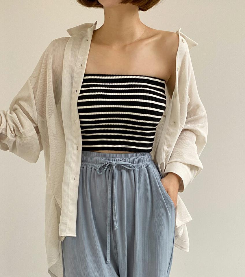 リンクルシアーシャツ・全5色・t67296 レディース 【bl】トップス シャツ 長袖 シアー 透け感 リンクル 単色 無地 シンプル 大人 ラフ カジュアル ゆったり ルーズ オーバーサイズ アンバランス 春 夏 韓国ファッション