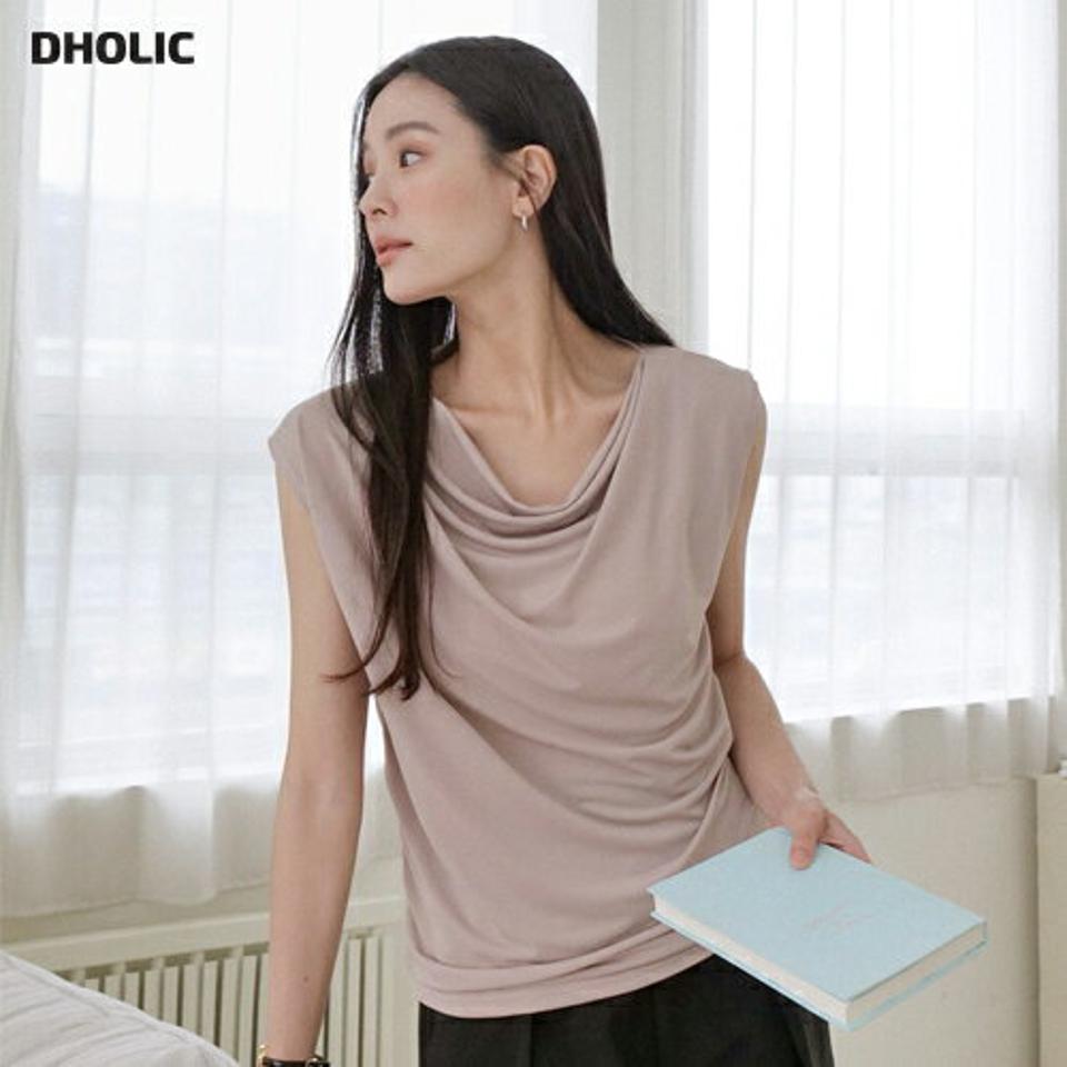 ドレープノースリーブ・全6色・t00372 レディース 【tops】トップス ノースリーブ スリーブレス 単色 無地 シンプル ドレープネック 上品 高級感 ロング丈 春 夏 フェミニン きれいめ ベージュ 大人っぽ 韓国ファッション ハイホリHIHOLLI