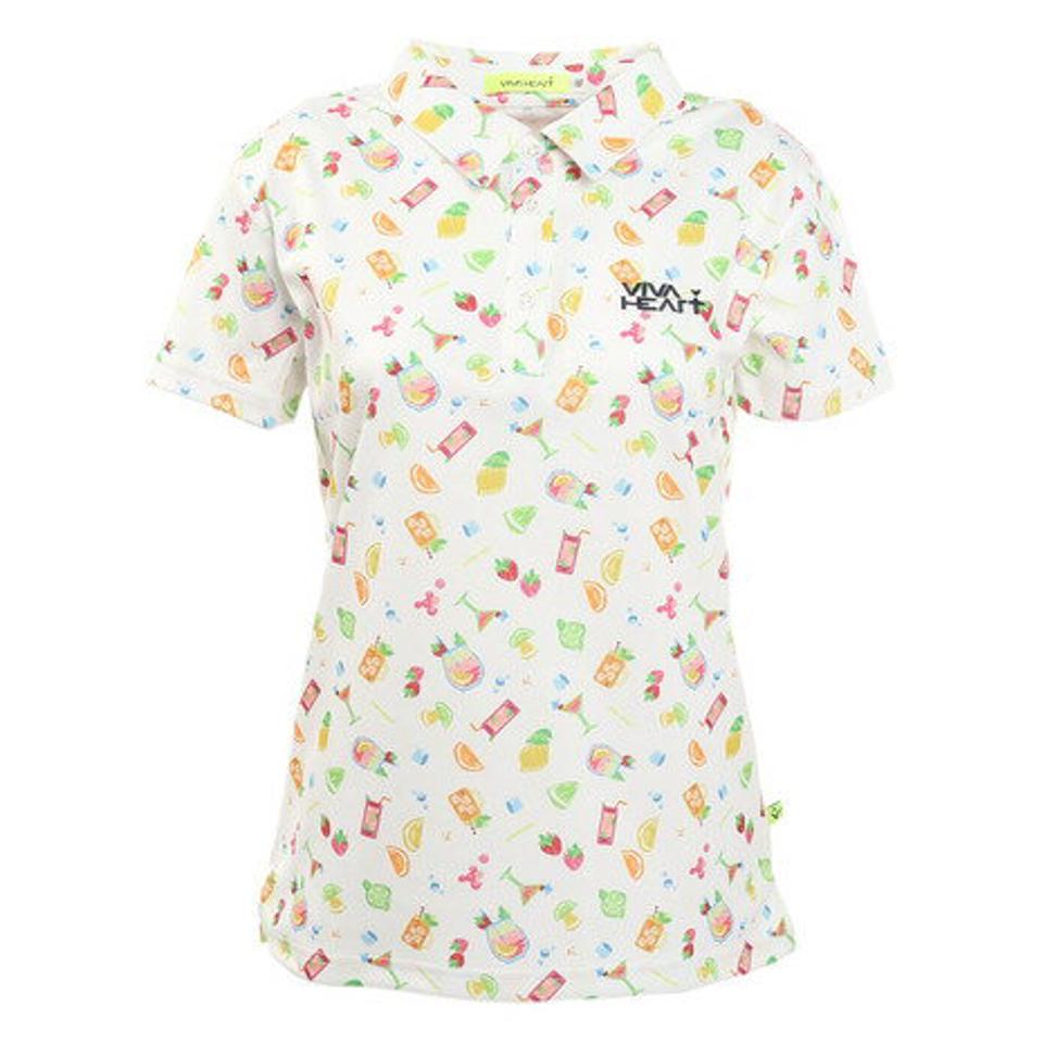 ビバハート(VIVA HEART) ゴルフウェア UVカット Doodle-プリントカノコ 半袖シャツ 012-24444-005 (レディース)