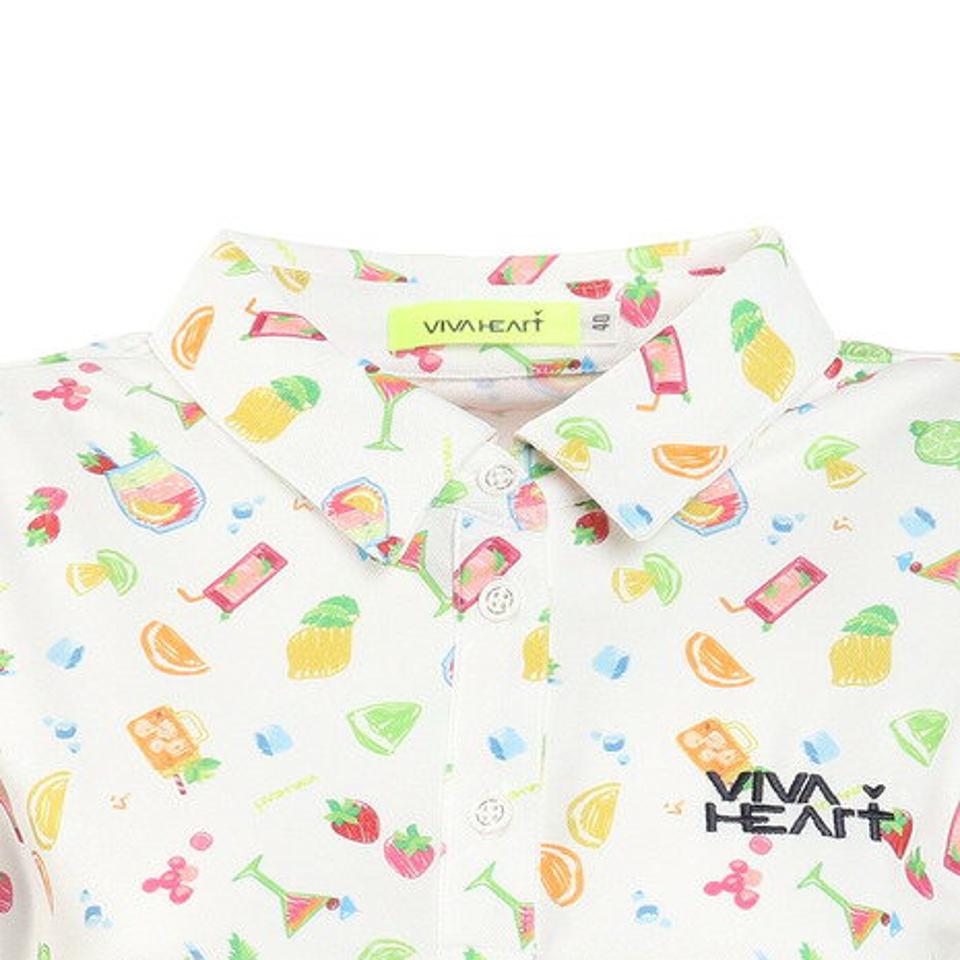 ビバハート(VIVA HEART) ゴルフウェア UVカット Doodle-プリントカノコ 半袖シャツ 012-24444-005 (レディース)