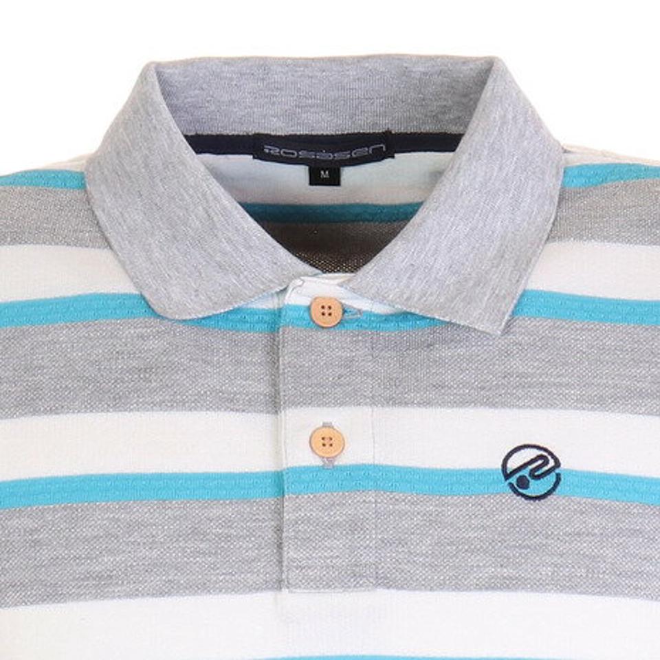 ROSASEN ゴルフウェア 編み替えボーダー半袖ポロシャツ 044-24245-013 (メンズ)