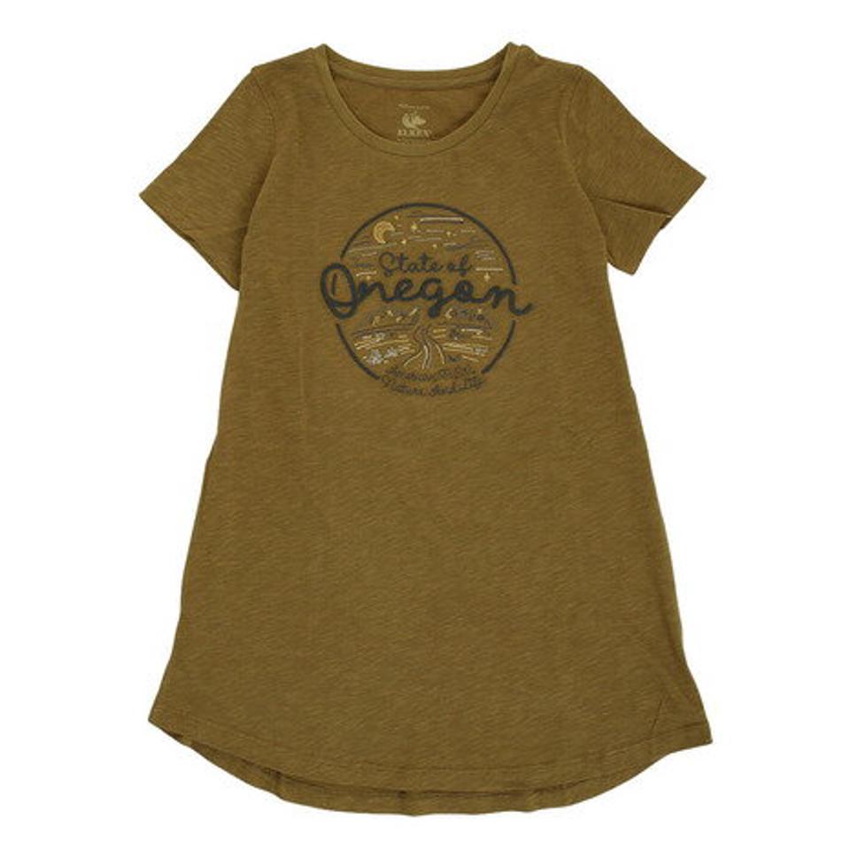 エルケクス(ELKEX) Tシャツ レディース 半袖 ロング丈 SLUB EMBROI チュニック 882EK1UK6216 BRN (レディース)