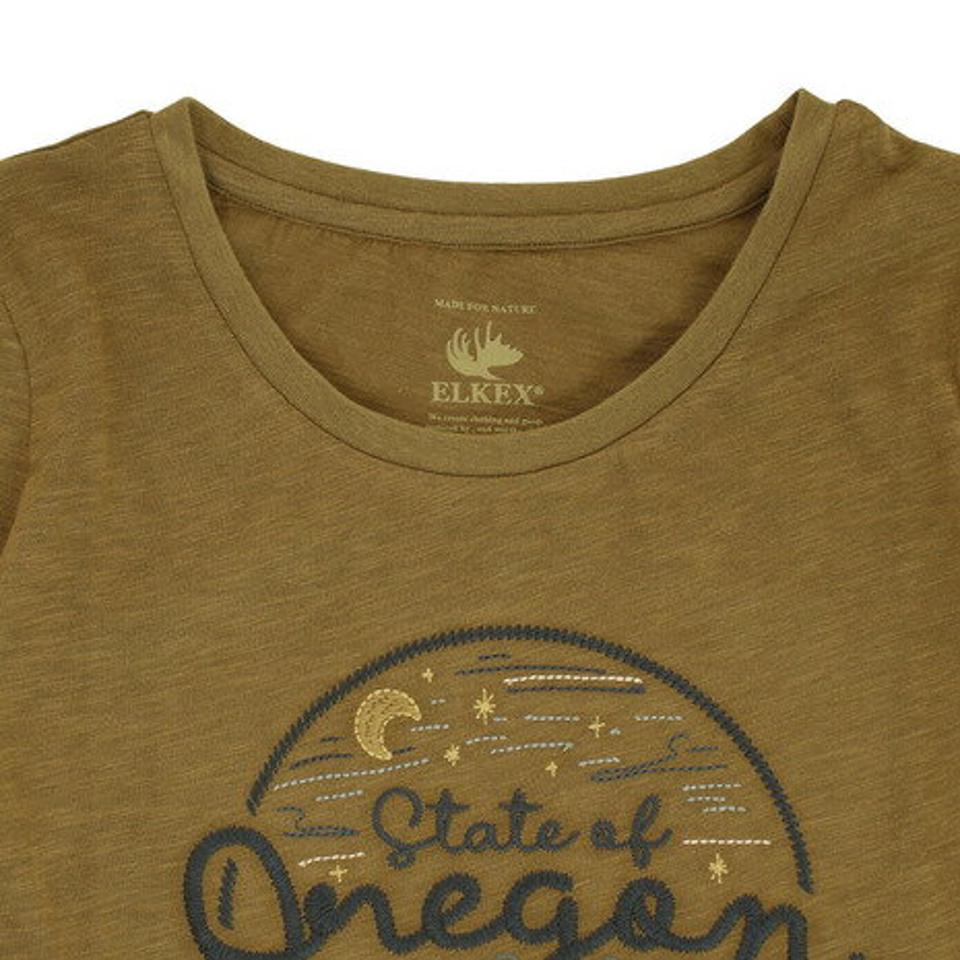 エルケクス(ELKEX) Tシャツ レディース 半袖 ロング丈 SLUB EMBROI チュニック 882EK1UK6216 BRN (レディース)