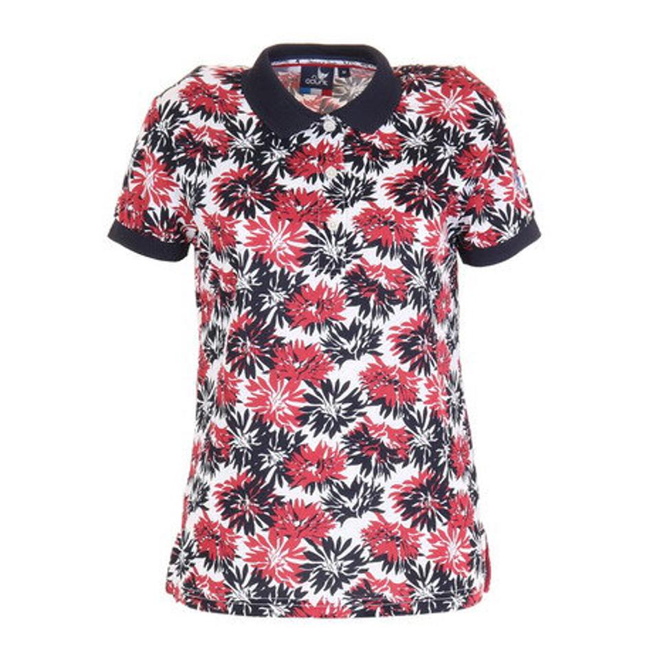 クランク(CLUNK)(レディース)ゴルフウェア 軽量花柄ポロシャツ CL5KUG09 RED