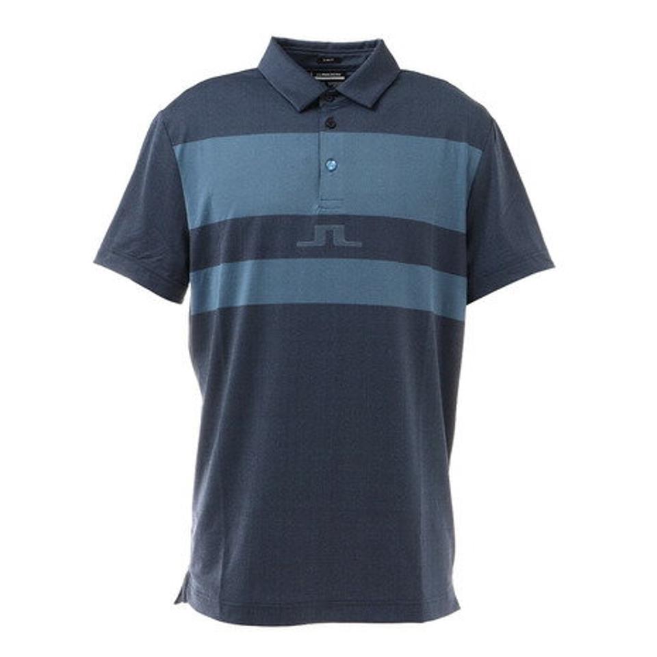 J.LINDEBERG(メンズ)ゴルフウェア 4WAYストレッチ バイカラーブリッジロゴポロシャツ スリムフィット 071-24444-098 プロ着用モデル