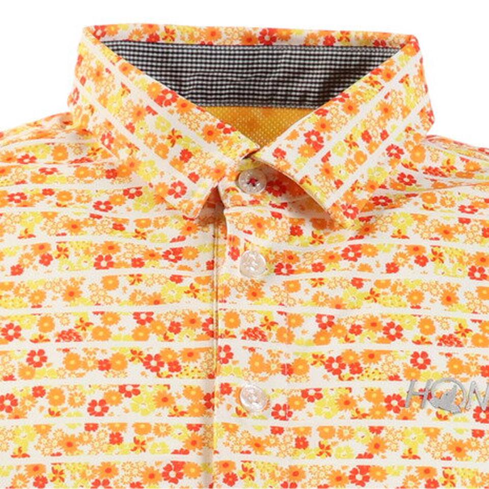 本間ゴルフ(HONMA) ゴルフウエア メンズ 花柄ボーダーミックス ショートスリーブシャツ 031-733124-OG (メンズ)