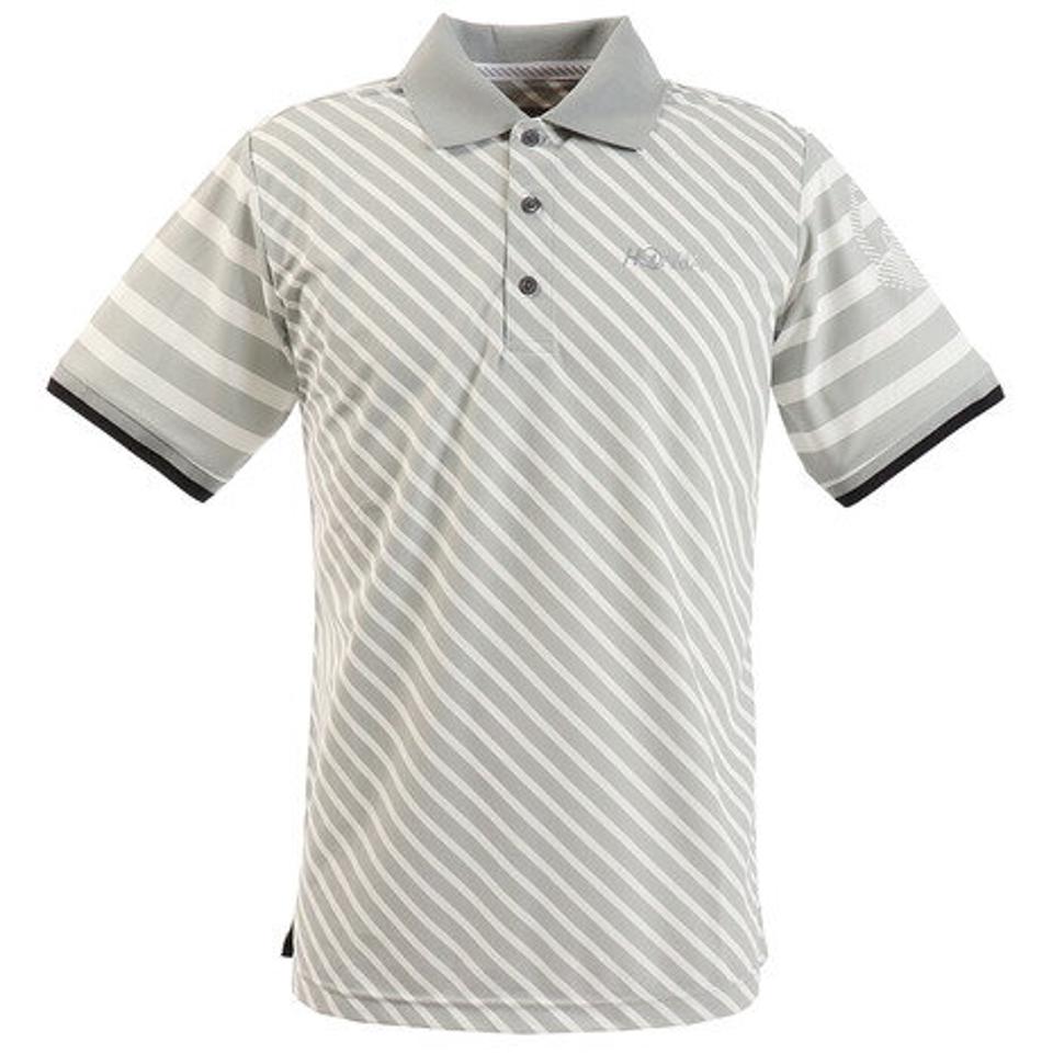 本間ゴルフ(HONMA)(メンズ)ゴルフウエア メンズ ハイゲージ ストライプショートスリーブシャツ 031-733118-GY