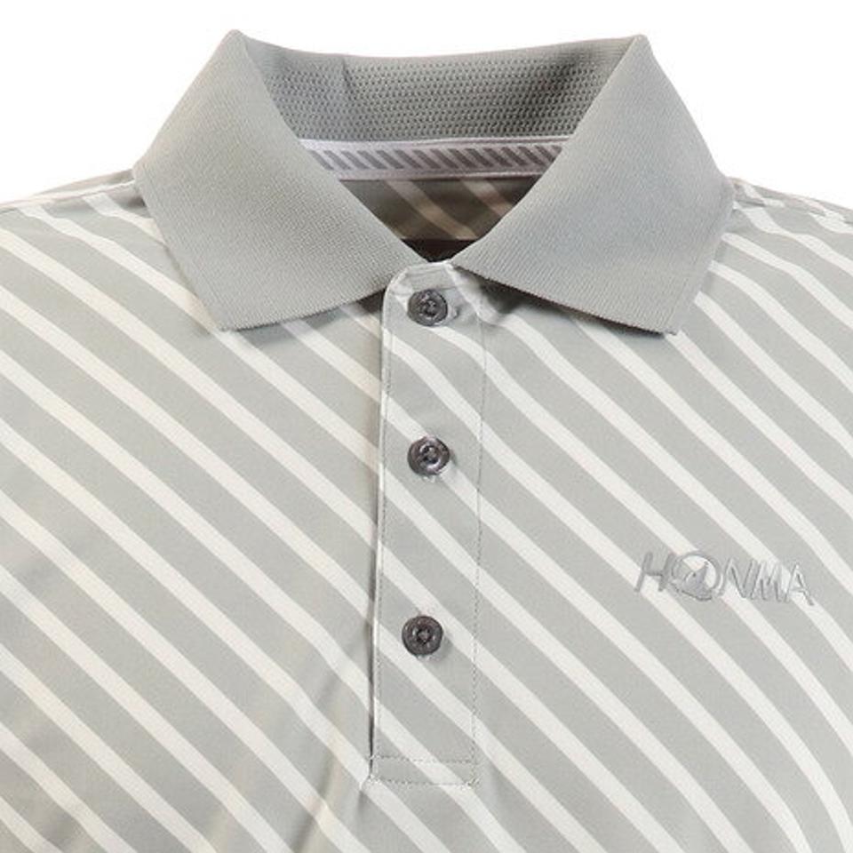 本間ゴルフ(HONMA)(メンズ)ゴルフウエア メンズ ハイゲージ ストライプショートスリーブシャツ 031-733118-GY