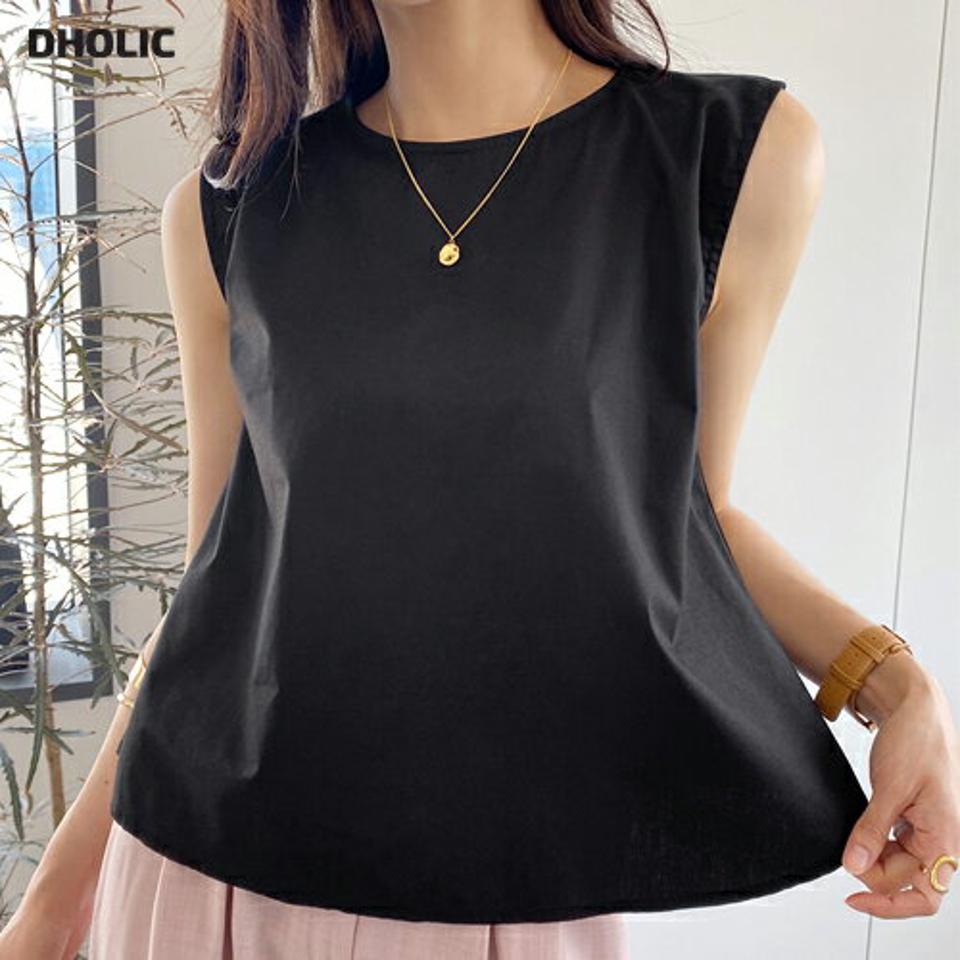 2WAYスリットノースリーブ・全3色・t00795 レディース 【tops】トップス ノースリーブ スリーブレス 単色 無地 シンプル 2WAY 前後着用 Vネック 鎖骨 デコルテ フレア 春 夏 ベーシック 大人 黒 ブラック 韓国ファッション ハイホリHIHOLLI