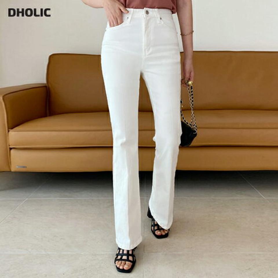 アイボリーフレアパンツ・全1色・t67359 レディース 【pt】パンツ ズボン ロングパンツ フレア 単色 無地 シンプル ベーシック カジュアル ラフ ハイウエスト フルレングス ベルトループ タイト 大人 白 ホワイト 春 夏 韓国ファッション