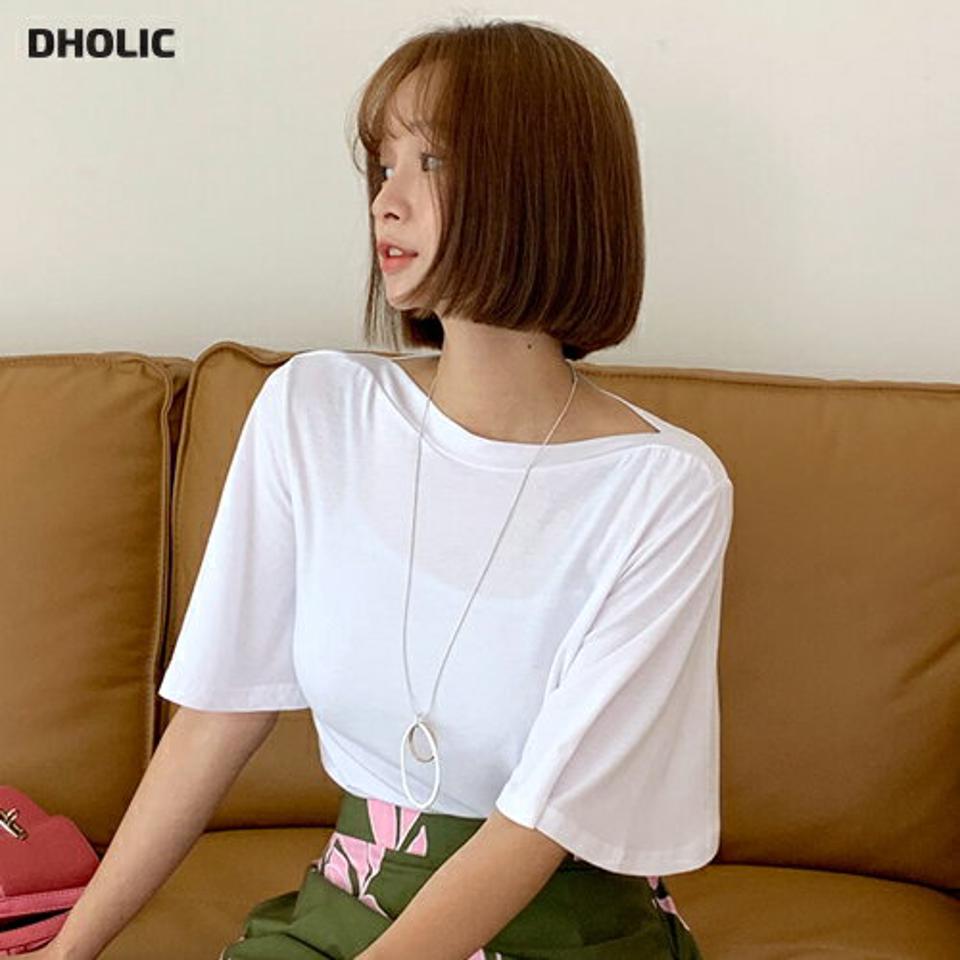 ボートネックフレアスリーブTシャツ・全5色・b67354 レディース 【tops】トップス Tシャツ 半袖 ハーフスリーブ 単色 無地 シンプル ボートネック フレアスリーブ 袖コン 二の腕カバー カジュアル ラフ 夏 韓国ファッション