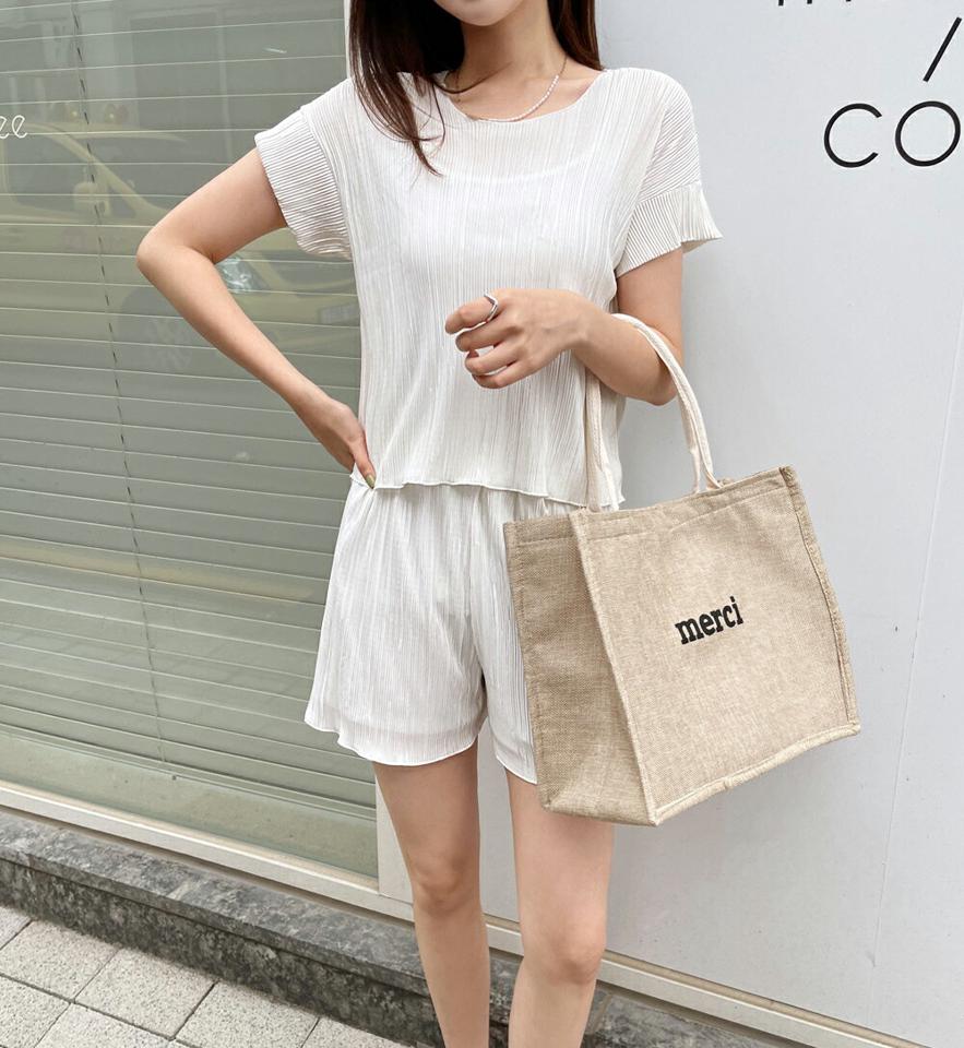 プリーツ半袖Tシャツ&ショートパンツSET・全4色・t66896 レディース 【pt】セットアップ setup トップス Tシャツ 半袖 パンツ ズボン ショートパンツ 短パン プリーツ 単色 無地 シンプル ピンク かわいい ワンマイルウェア 夏 韓国ファッション