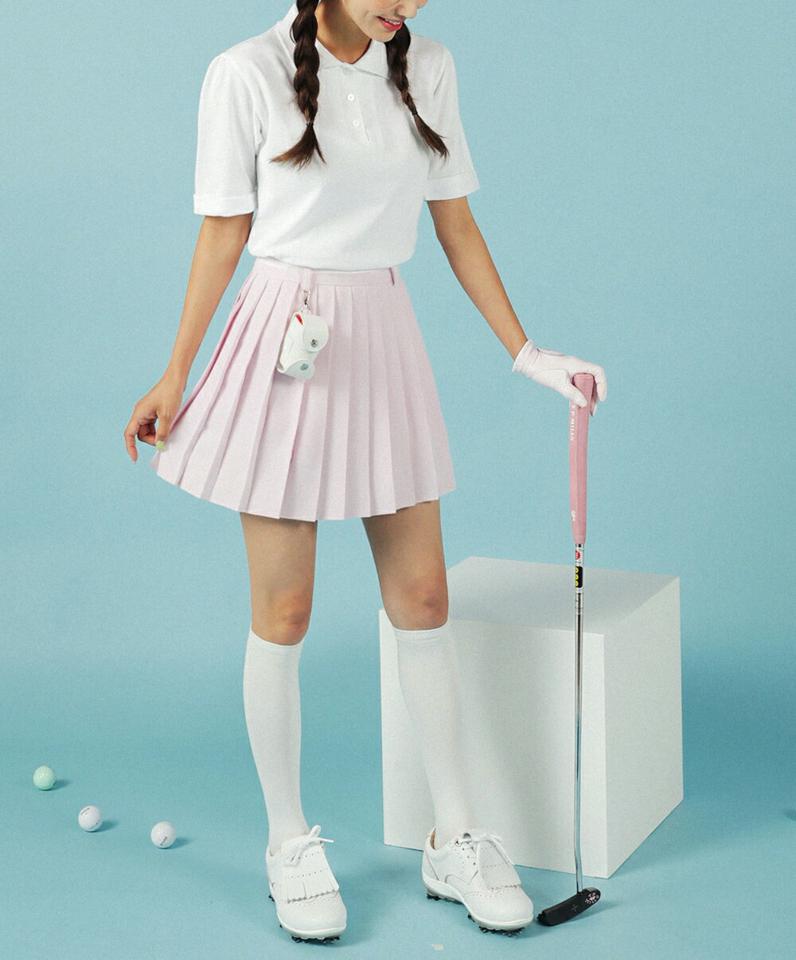 ロールアップポロカラーTシャツ・全4色・t02696 レディース 【tops】トップス Tシャツ 半袖 ポロシャツ ポロ襟 単色 無地 シンプル ベーシック カジュアル 大人 クロップド丈 パフスリーブ 夏 韓国ファッション GOLFWEAR ゴルフウェア