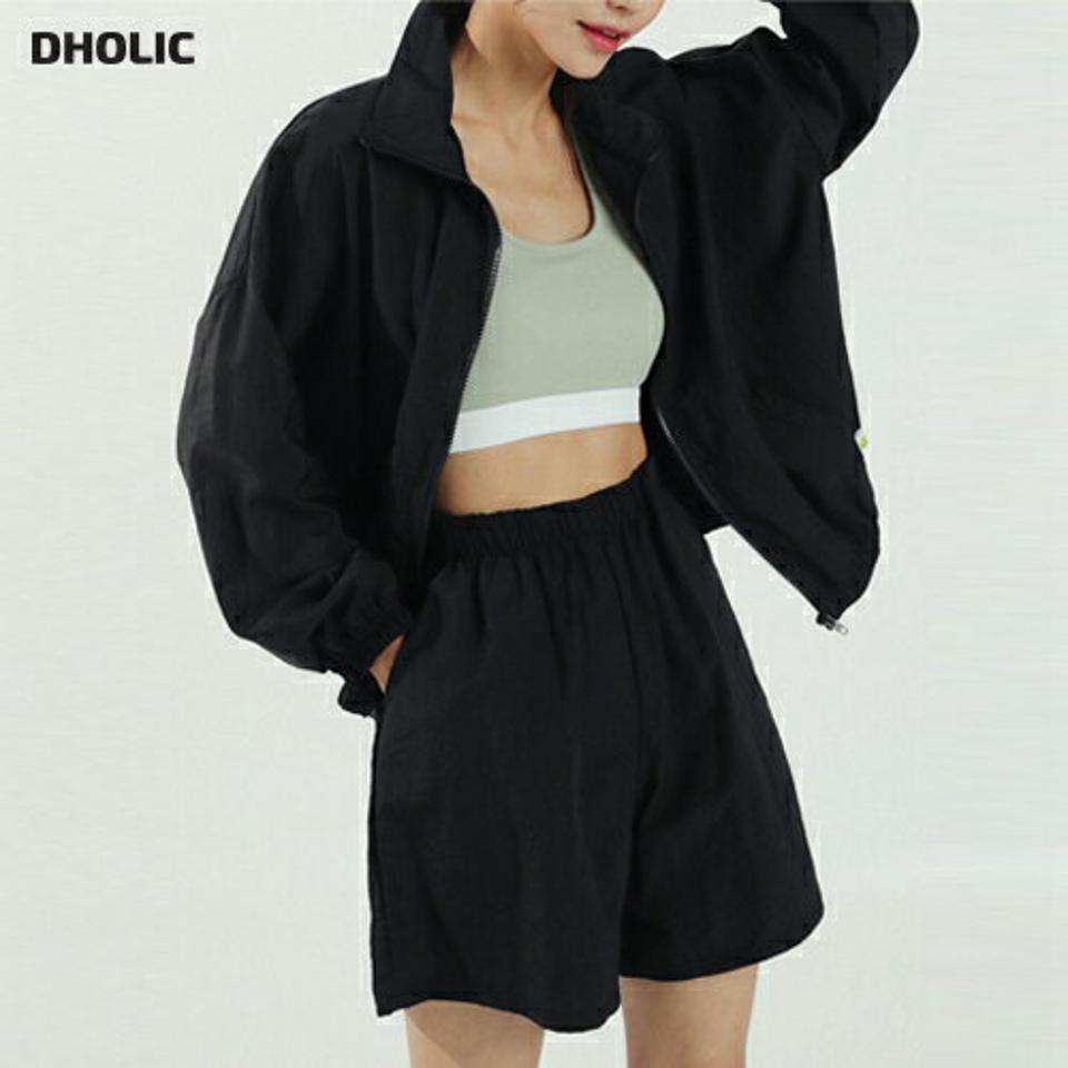 スマイルタグジャンパー&ショートパンツSET・全3色・b02714 レディース 【pt】セットアップ setup ジャンパー アウター パンツ ハーフパンツ 半ズボン 長袖 シンプル カジュアル ラフ ハイネック 春 夏 秋 韓国ファッション GOLFWEAR ゴルフウェア